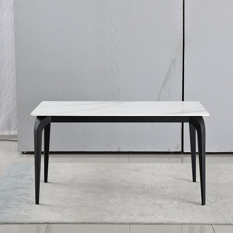 Rectangular Sintered Stone Dining Table Modern Furniture with 4 Black Legs