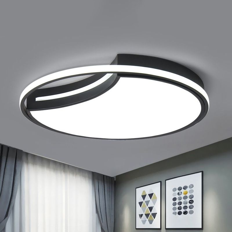 Circulaire Flush Mount Lighting Minimalist Acrylique Living Room LED Flush Mount Fixture in Black