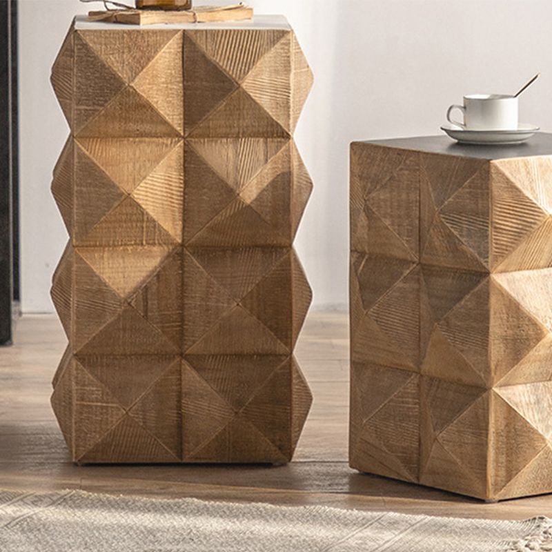 Rustic End Slide Table Living Room Distressed Brown Solid Wood Accent Side Table