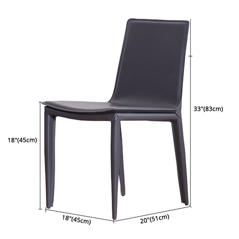 Contemporary Style Leather Dining Side Chair Solid Back Armless Side Chair