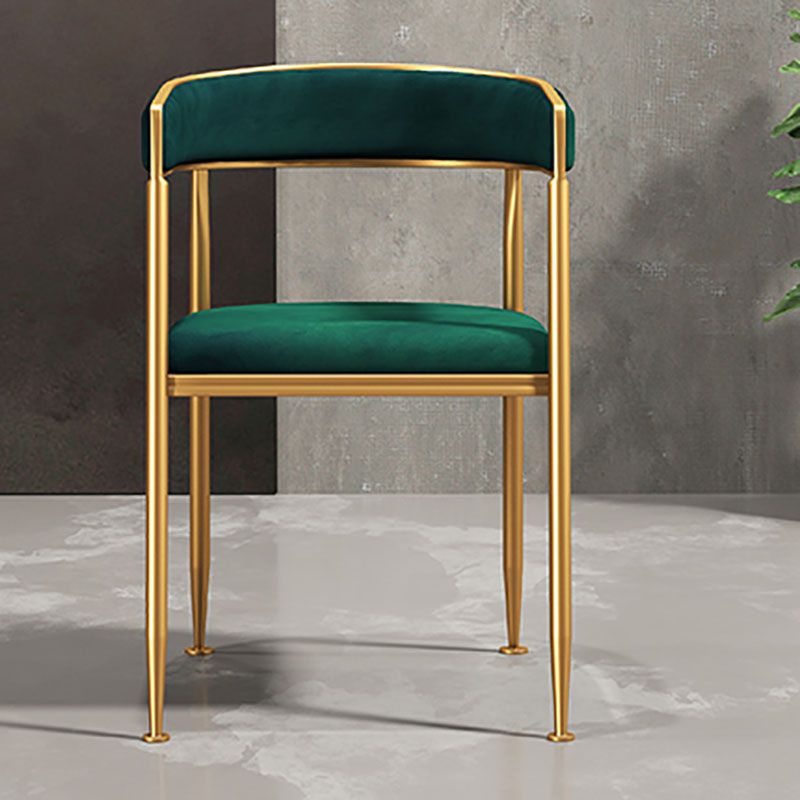 Glam Gold Metal Arm Chair Open Back Dining Side Chair with Upholstered