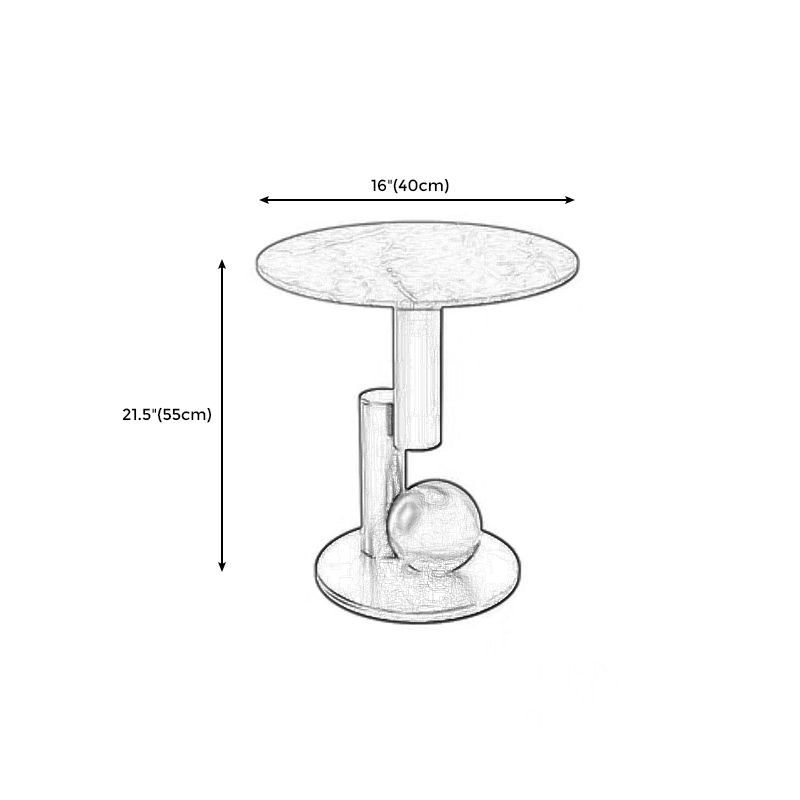 Pedestal Base Design Rock Slab Table Top Black Gold/grey/white Round Side Table