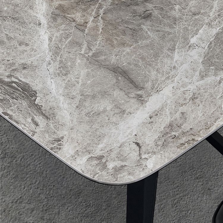 Gesinterde steen moderne rechthoek eettafel grijze steen boventafel met 4 poten