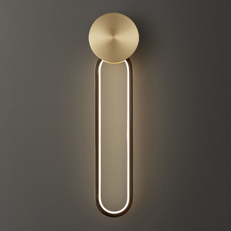 Minimalism LED Wall Sconce Oval Sconce Lighting with Brass for Bedroom