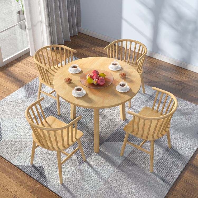 Modern Style Dining Table Round Rubberwood Dining Table for Home Use