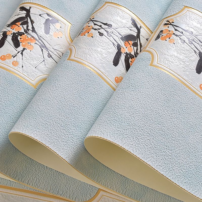 Chinoiserie Floral Print Wallpaper Pastel Color Washable Wall Covering for Bedroom