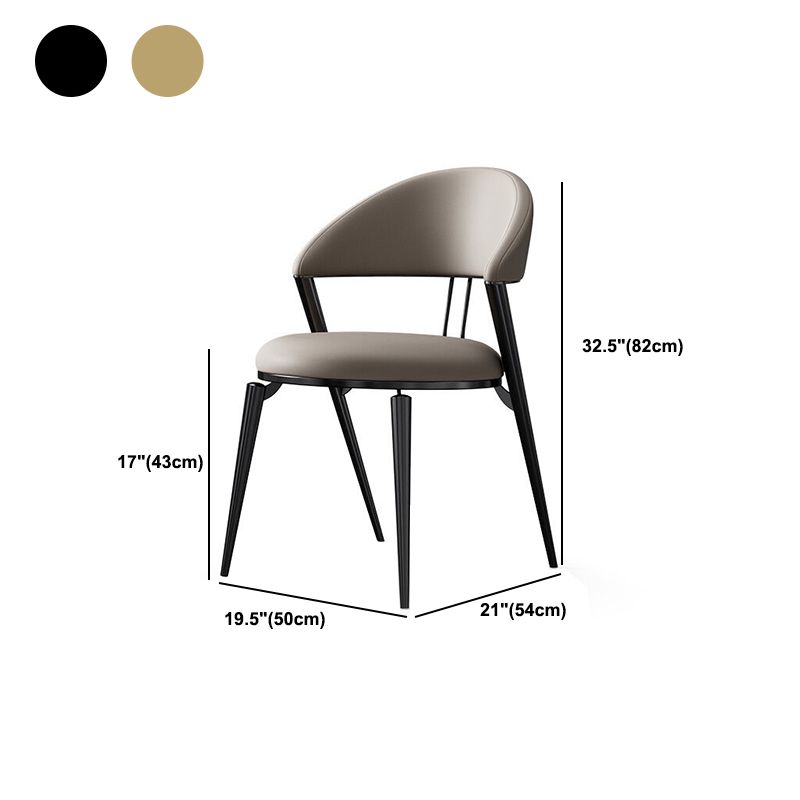 Glam Style Armless Dining Chairs Faux Leather Open Back Side Chair