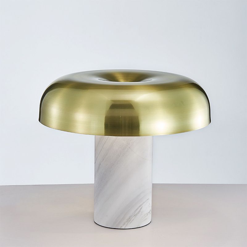Fungo tavolo da tavolo leggero marmo minimalista in marmo a 1 luci bianca e bronzo lampada notturna