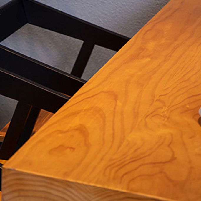 Solid Wood Top Dining Table Industrial Rectangle Table with 4 Legs