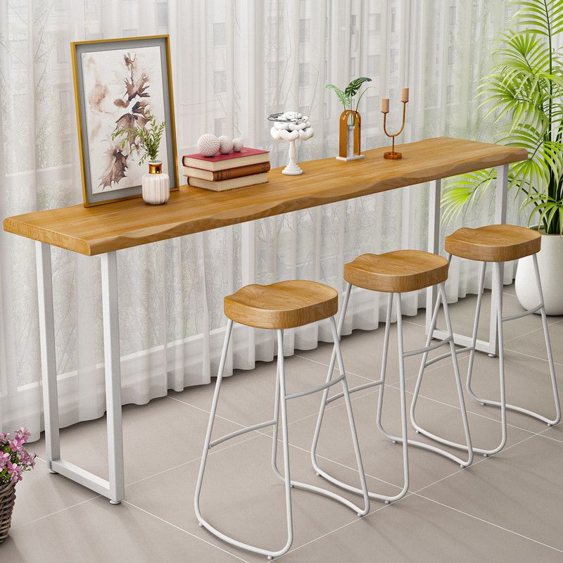 1/4 Pieces Modern Rectangle Solid Wood Top Counter Table with High Stools