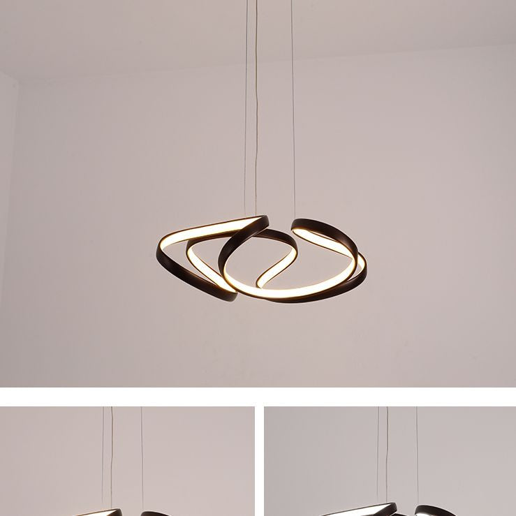 Twisted Chandelier Light Fixture Minimalist Style Metal LED Chandelier Pendant Light