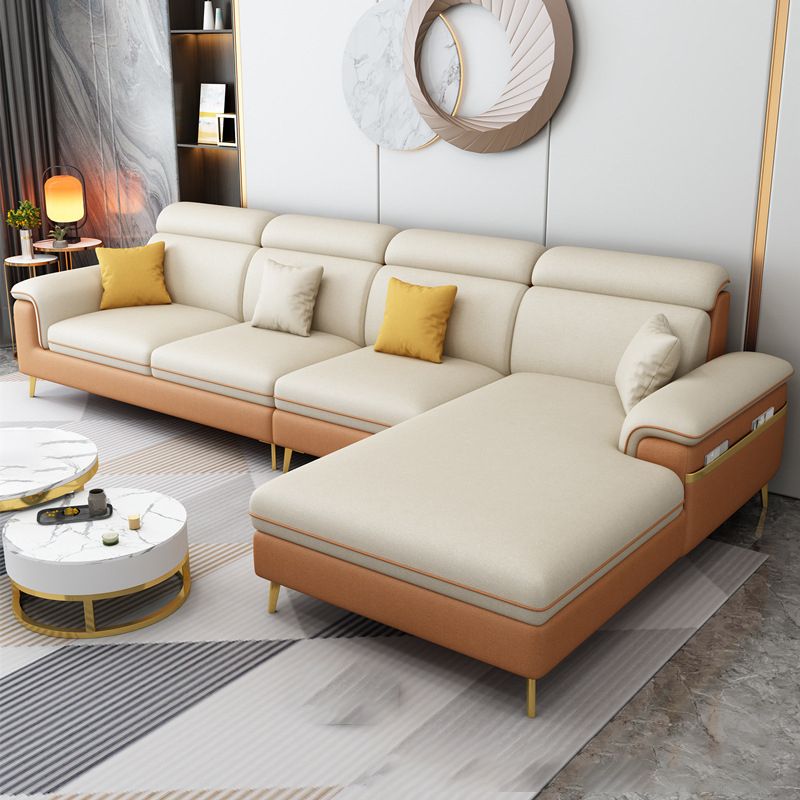 125.98" L Faux Leather Sectional Stain-Resistant Pillow Top Arm Sofa