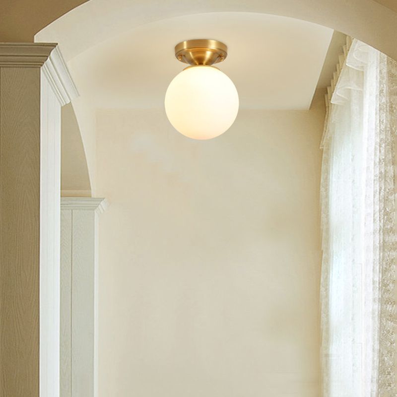 1-Light Ceiling Lamp Simple Ceiling Mount Light with Glass Shade for Aisle
