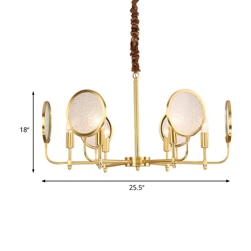 Ausgesätte Glas Gold Kronleuchter Kerze 6/8 Lichter Kolonialismus Down Lighting Anhänger für Wohnzimmer