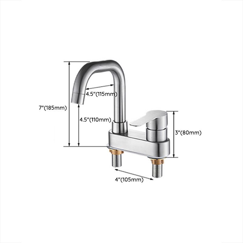 Bathroom Sink 304 Stainless Steel Center Faucet, Single Handle Bathroom Vanity Faucet