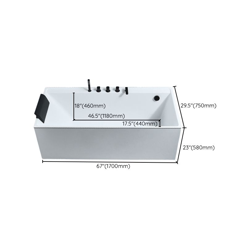 Modern Rectangular Bathtub White Soaking Acrylic Freestanding Bath