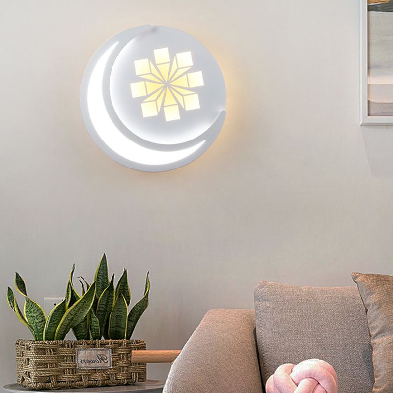 Round Wall Sconce Light Modern 1-Light LED Wall Mount Light for Living Room