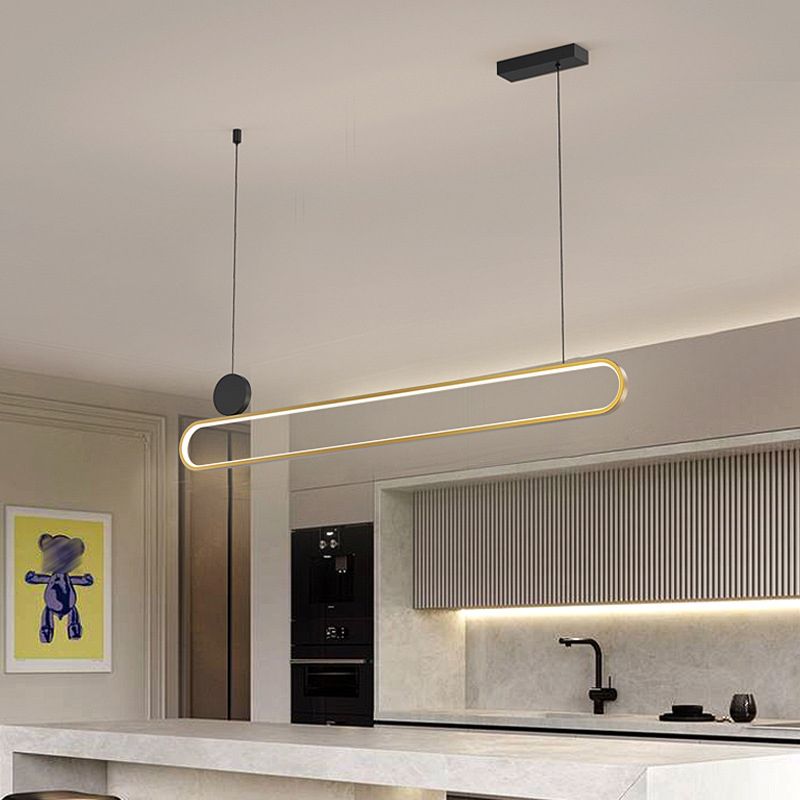Contemporary Style Linear Shape Island Lights Metal Island Pendant Lights in Gold