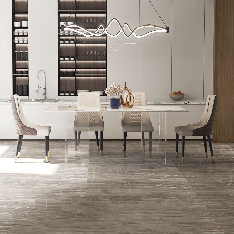 Mesa rectangular contemporánea acrílica mesa de piedra sinterizada para comedor