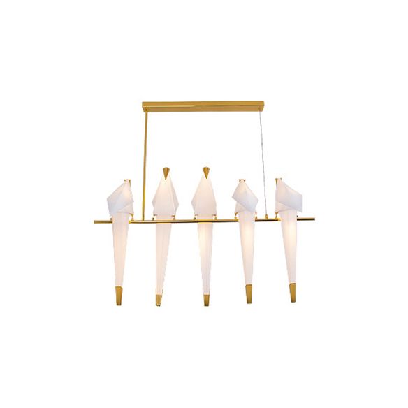 Bird Shaped Plastic Island Pendant Light Modern Style 3/4/5 Lights Golden Hanging Light Fixture for Bedroom