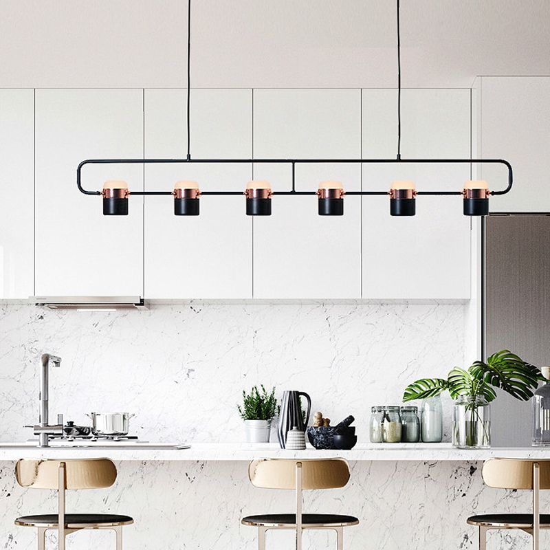 Contemporary Style Cylinder Island Lighting Metal 6 Light Island Pendant Lights