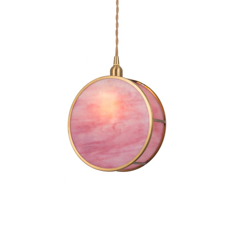 Kit de lampe suspendue nordique à 1 léger avec le luminaire pendentif arrondi en laiton rose / bleu