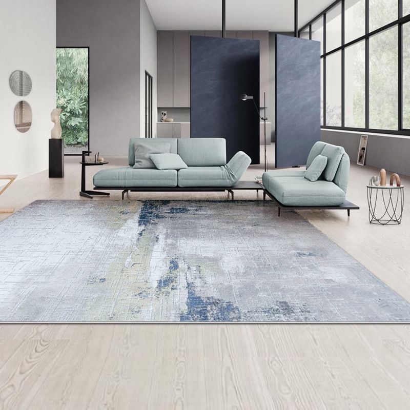 Grey Contemporary Carpet Polyester Graphic Carepet Washable Carpet for Living Room