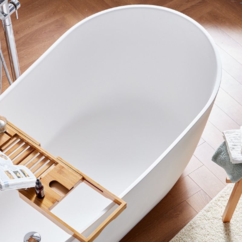Modern Stone Freestanding Oval Tub Soaking 25.2-inch Tall White Bathtub(Board not Include)