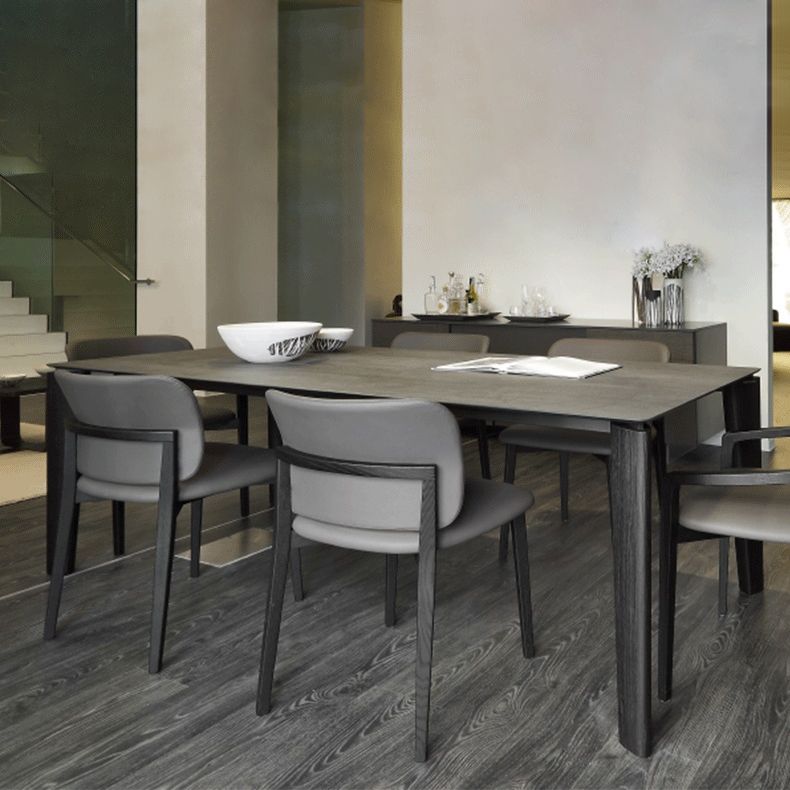 Rectangle Dining Table Simple Dinner Room Simple Table with 4 Wood Legs Base