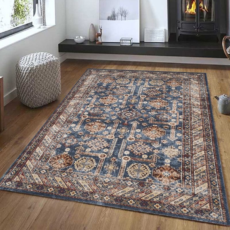 Mid-Century Area Rug Classic Floral Print Carpet Non-Slip Backing Carpet for Living Room
