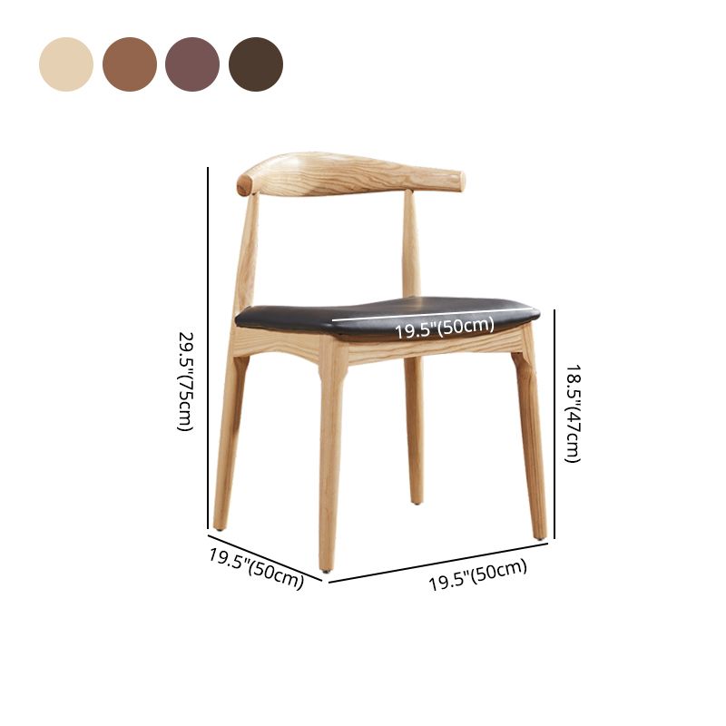 Contemporary Style Real Leather Dining Chairs Open Back Dining Side Chair