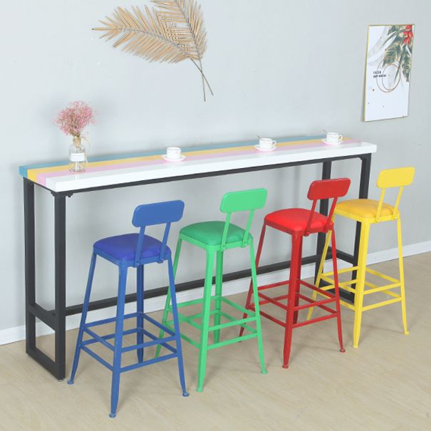 Industrial Wood Bar Table with Rectangle Table Top Trestle Table - 42" H