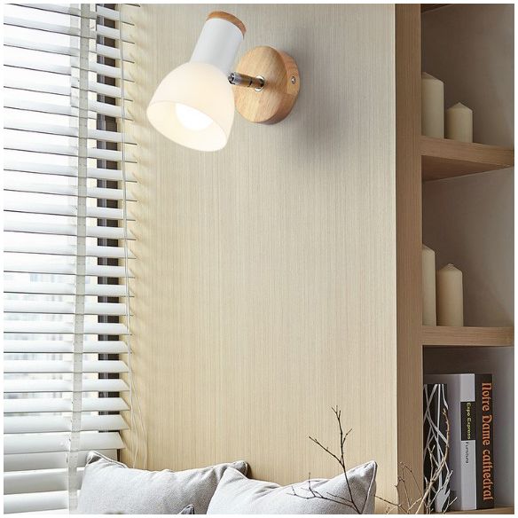 Study Room Torch Shape Wall Light Frosted Glass & Metal Contemporary White Wall Lamp