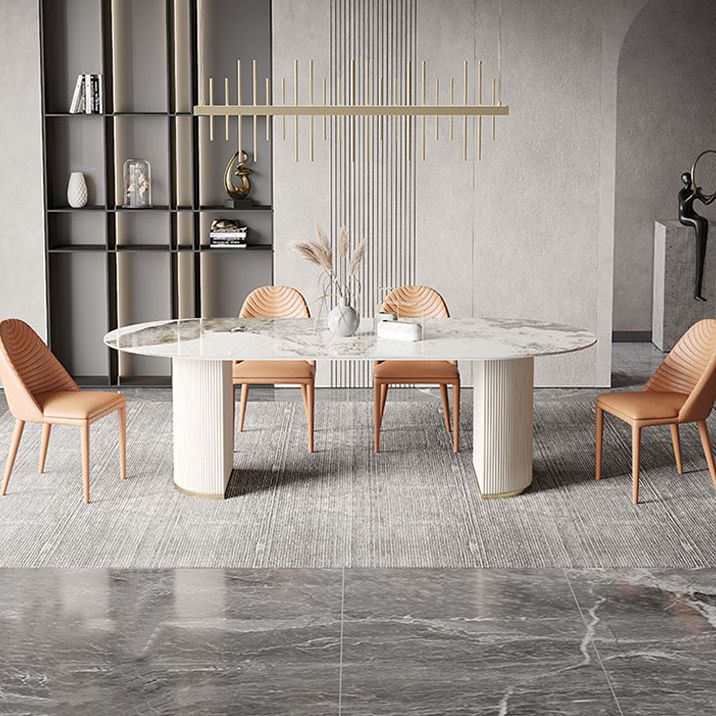 Muebles de lujo tradicionales Oval Pedestal doble mesa de comedor para el hogar