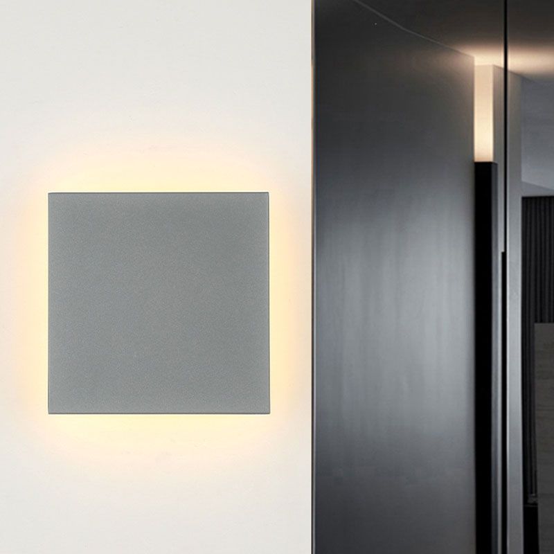 Geometric Courtyard LED Wall Mounted Light Aluminum Simplicity Wall Sconce Lighting in Grey