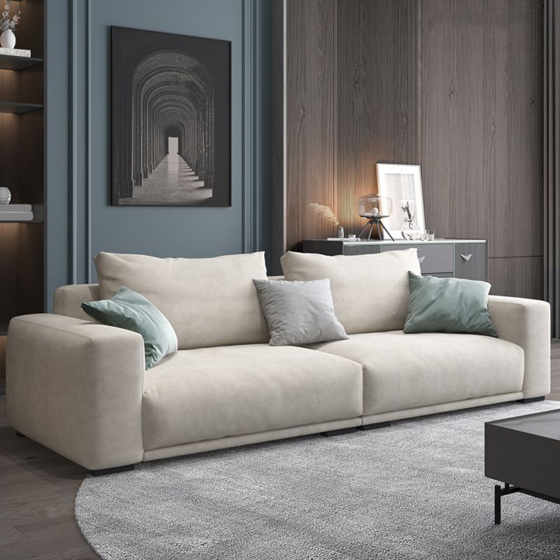 Modernism Cushions Sofa & Chaise 33.46" H Faux Leather Loose Back Sofa in White