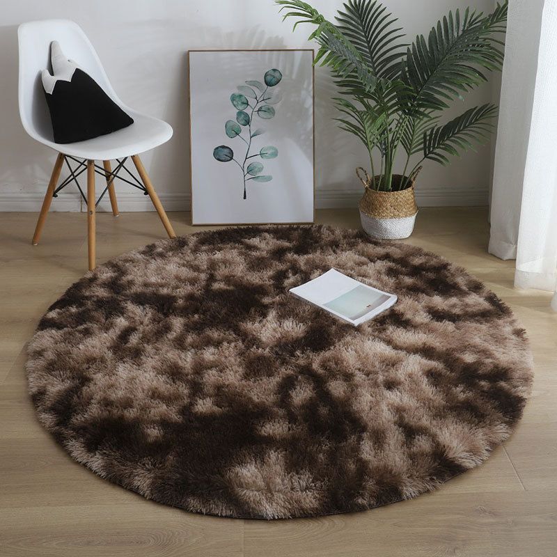 Round Plain Shag Rug Polyester Simplicity Carpet Pet Friendly Indoor Carpet for Home Decoration