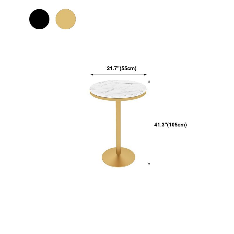 Glam Bar Table in Metal Pedestal Faux Marble Top Bar Dining Table for Small Places