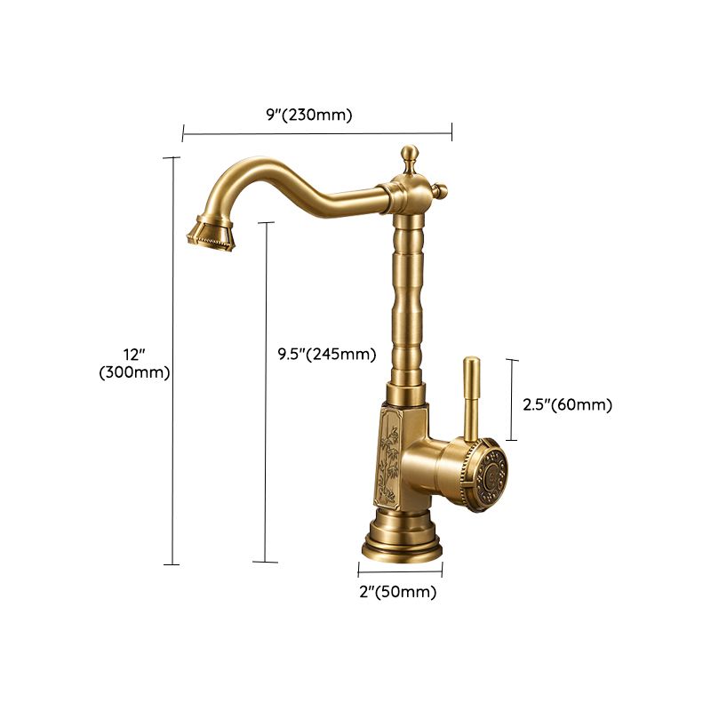 Traditional Kitchen Faucet Brass High Arc Gold Standard Kitchen Faucets Single Handle