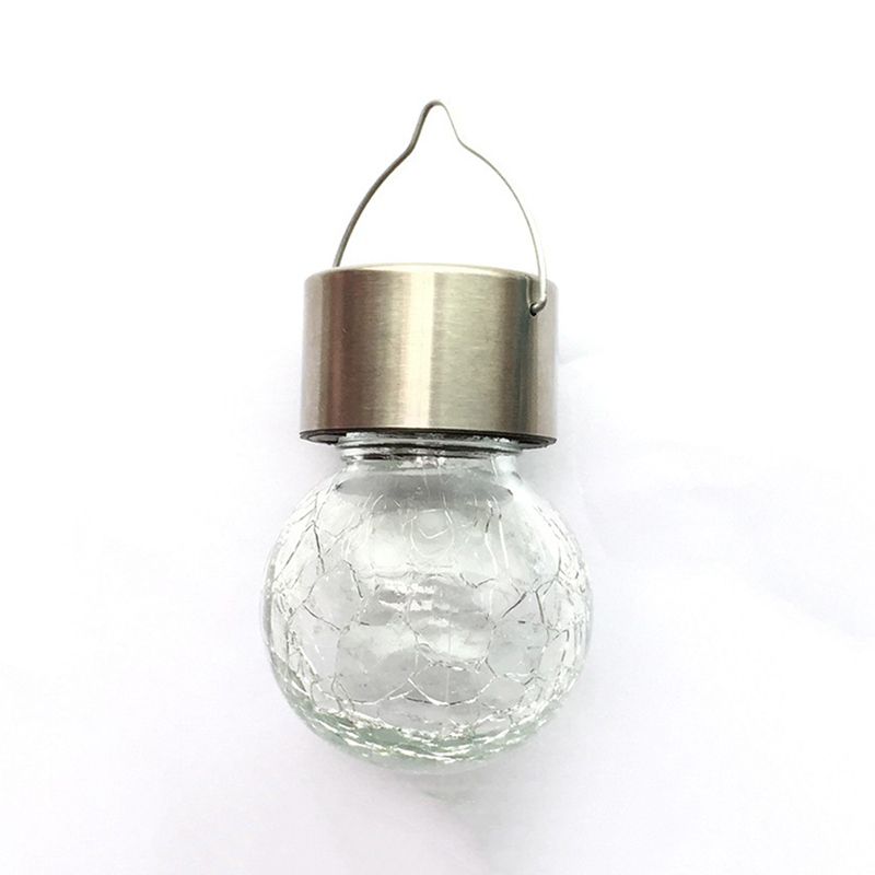 Globe Shaped Solar Pendant Light Simplicity Crackle Glass Garden LED Suspension Light Fixture