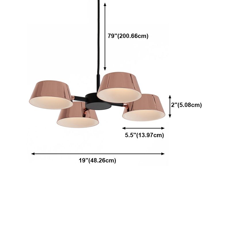 Postmodern Style Bowl Shape Chandelier Light Fixture Metal Rose Gold Pendant Light