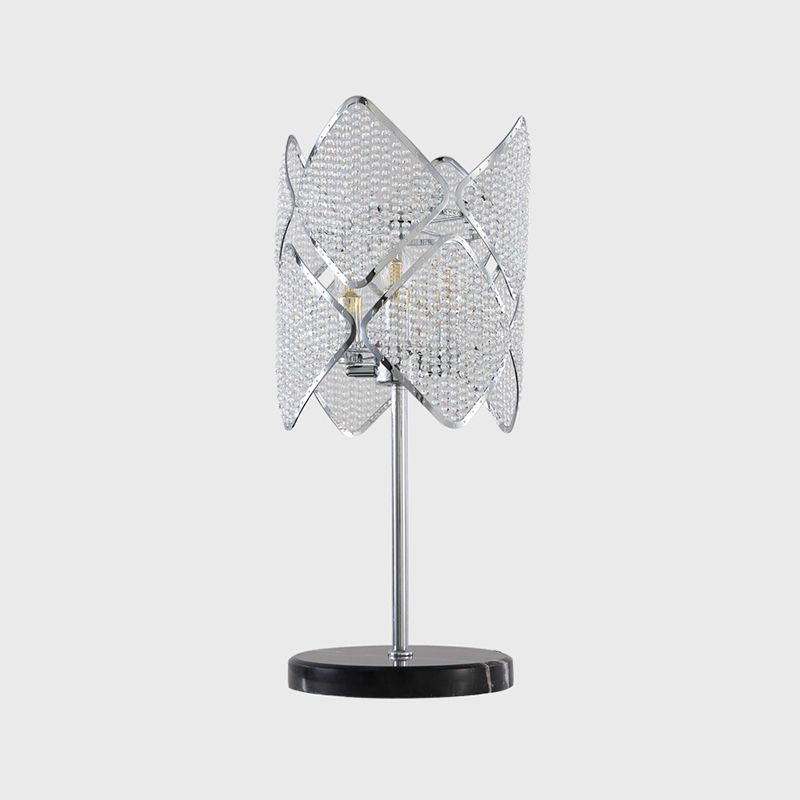 Perles de cristal clair or / chrome table légère rhombus 1 tête lampe du support de nuit contemporain pour la chambre à coucher