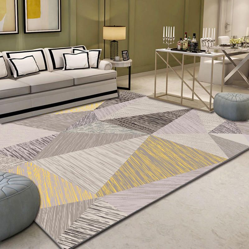 Creative Contemporary Rectangle Indoor Rug Trendy Geometrical Design Carpet Polyester Stain Resistant Rug for Home Decor