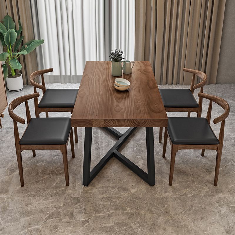Industrial Dining Table Set 1/5 Pcs Solid Wood Dining Table and Chairs
