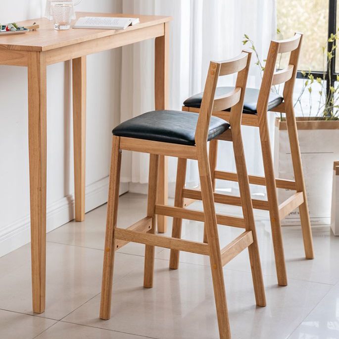 Cafe Simple Solid Wood Barstool Indoor Bar Stool with Backrest