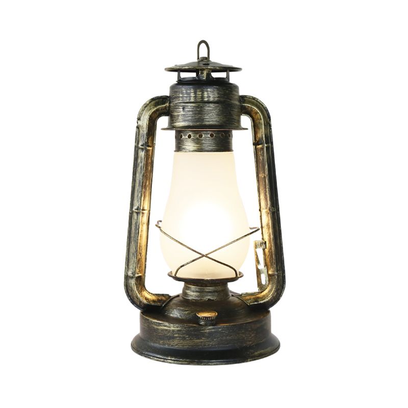 Lampada da tavolo da letto cherosene Stile costiero vetro opale 1 luci di ottone Finitura in metallo illuminazione da scrivania in metallo