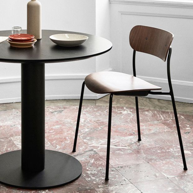Magasin de thé au lait moderne, chaise latérale à dossier ouvert, chaise de salle à manger en bois avec pieds noirs