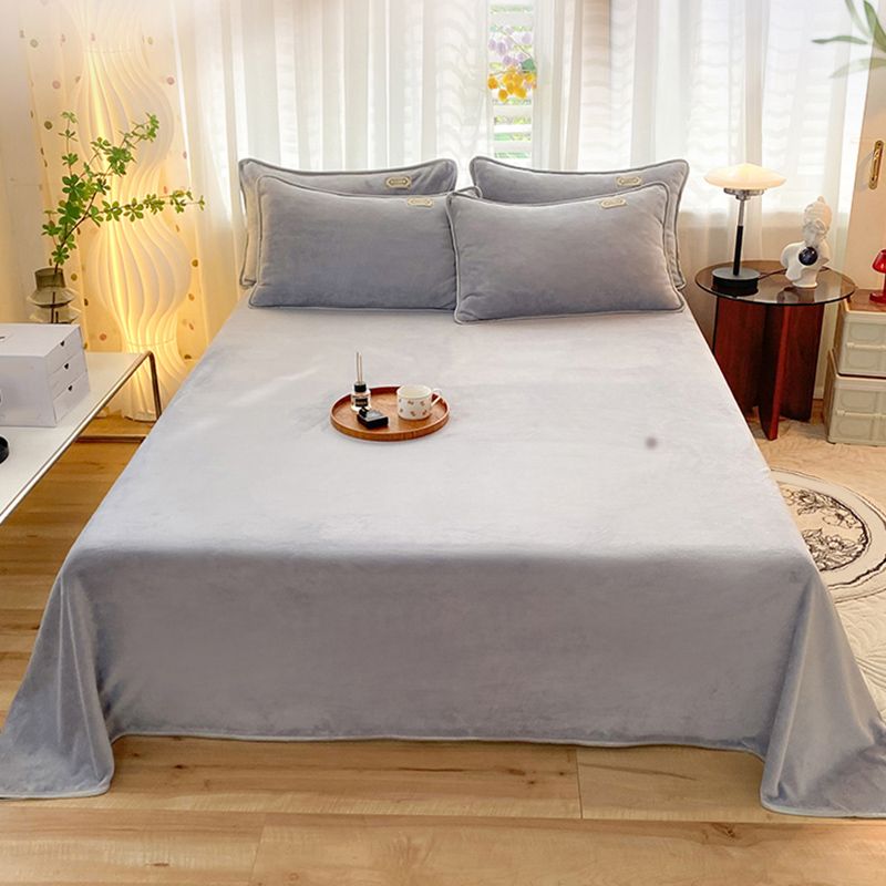 Modern Style Bed Sheet Solid Color Ultra-Soft Breathable Bed Sheet