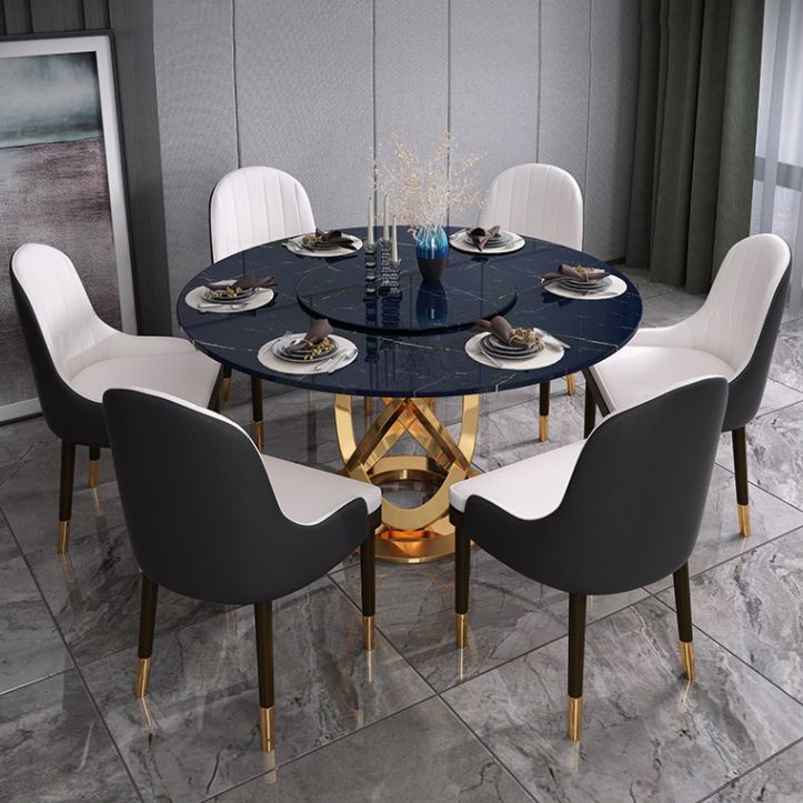 Glam Wood Dining Arm Chairs Faux Leather Dining Room Chairs for Home Use