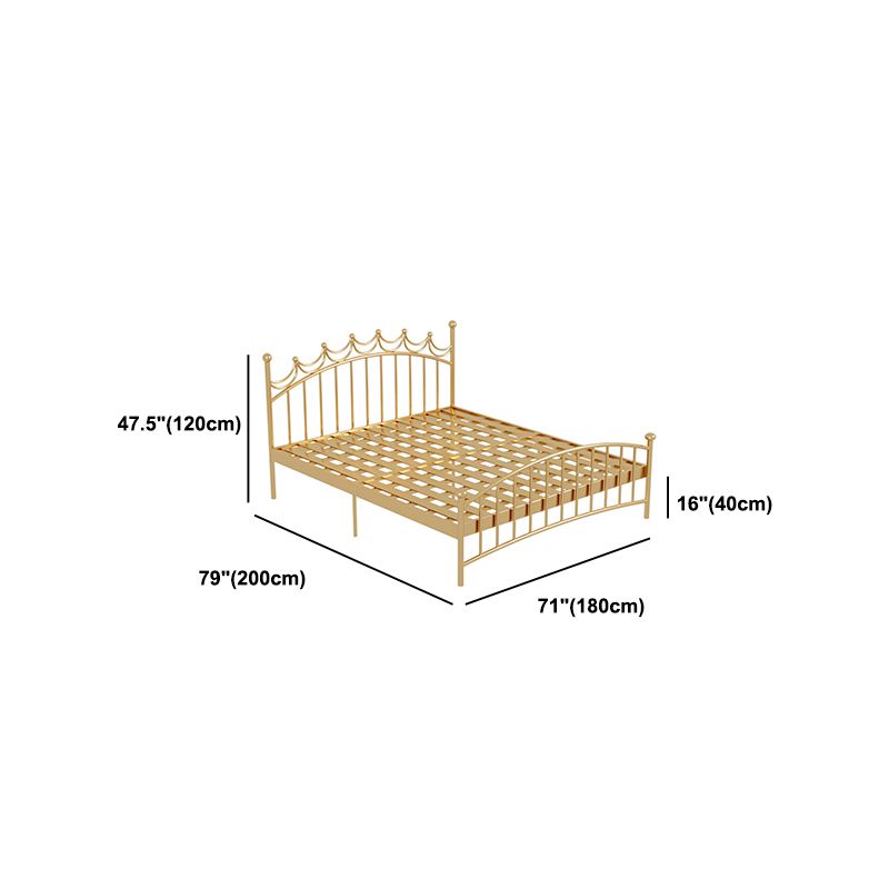 84.65 inch Wide Contemporary Bed Frame Metal Slat Bed with Headboard